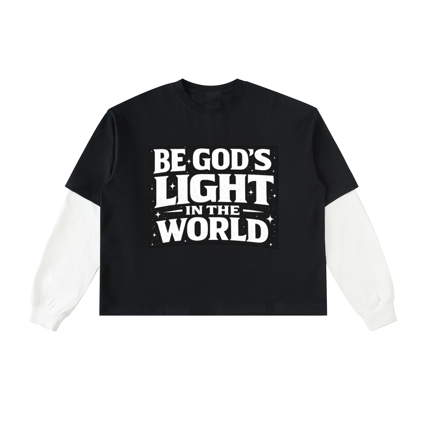 Layered Contrast Sleeve Cotton T-Shirt