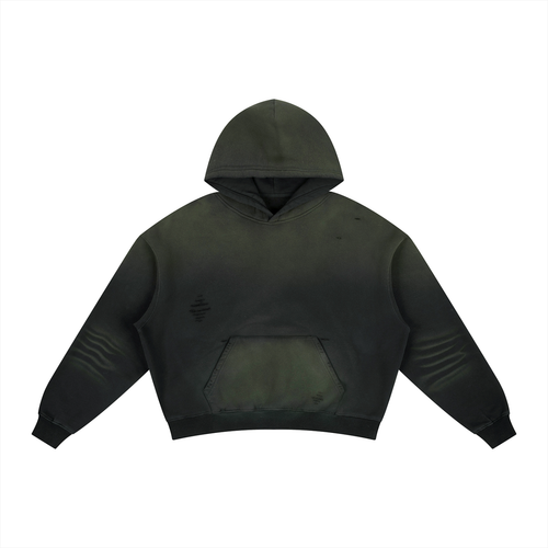 Frayed Sunfade Boxy Fleece Hoodie